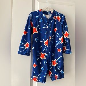 Hanna Andersson Rashguard in Blue Firecracker Sparkler Stars pattern, Like New!